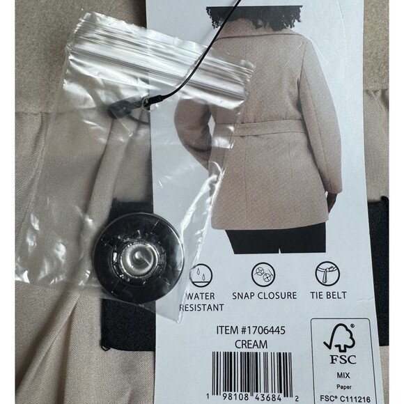 Tahari Coat Womens XXL Cream Wrap Faux Wool Water-Resistant Pockets Tie Belt 2XL - Picture 11 of 12